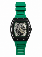 Skeleton Sport Watch Open-Dial Mechanical Design | Green Silicone Strap
