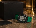 Skeleton Sport Watch Open-Dial Mechanical Design | Green Silicone Strap