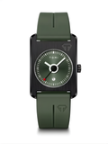 TOMI T-022 Tank Dial Watch Green Magnetic Silicone Strap Unisex Quartz Sevensi