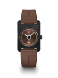 TOMI T-022 Tank Dial Watch Brown Magnetic Silicone Strap Unisex Quartz Sevensi