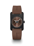 TOMI T-022 Tank Dial Watch Brown Magnetic Silicone Strap Unisex Quartz Sevensi