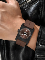 TOMI T-022 Tank Dial Watch Brown Magnetic Silicone Strap Unisex Quartz Sevensi
