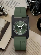 TOMI T-022 Tank Dial Watch Green Magnetic Silicone Strap Unisex Quartz Sevensi
