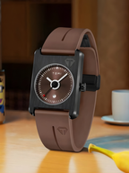 TOMI T-022 Tank Dial Watch Brown Magnetic Silicone Strap Unisex Quartz Sevensi