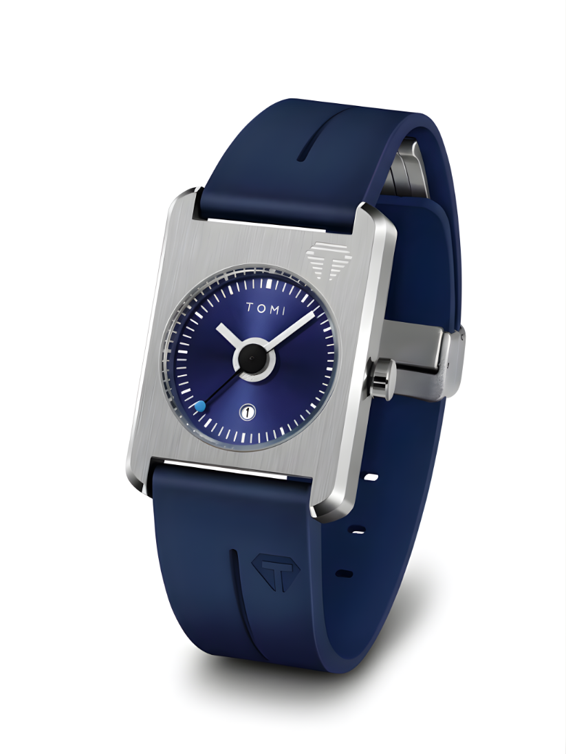 TOMI T-022 Tank Dial Watch Blue Magnetic Silicone Strap Unisex Quartz Sevensi