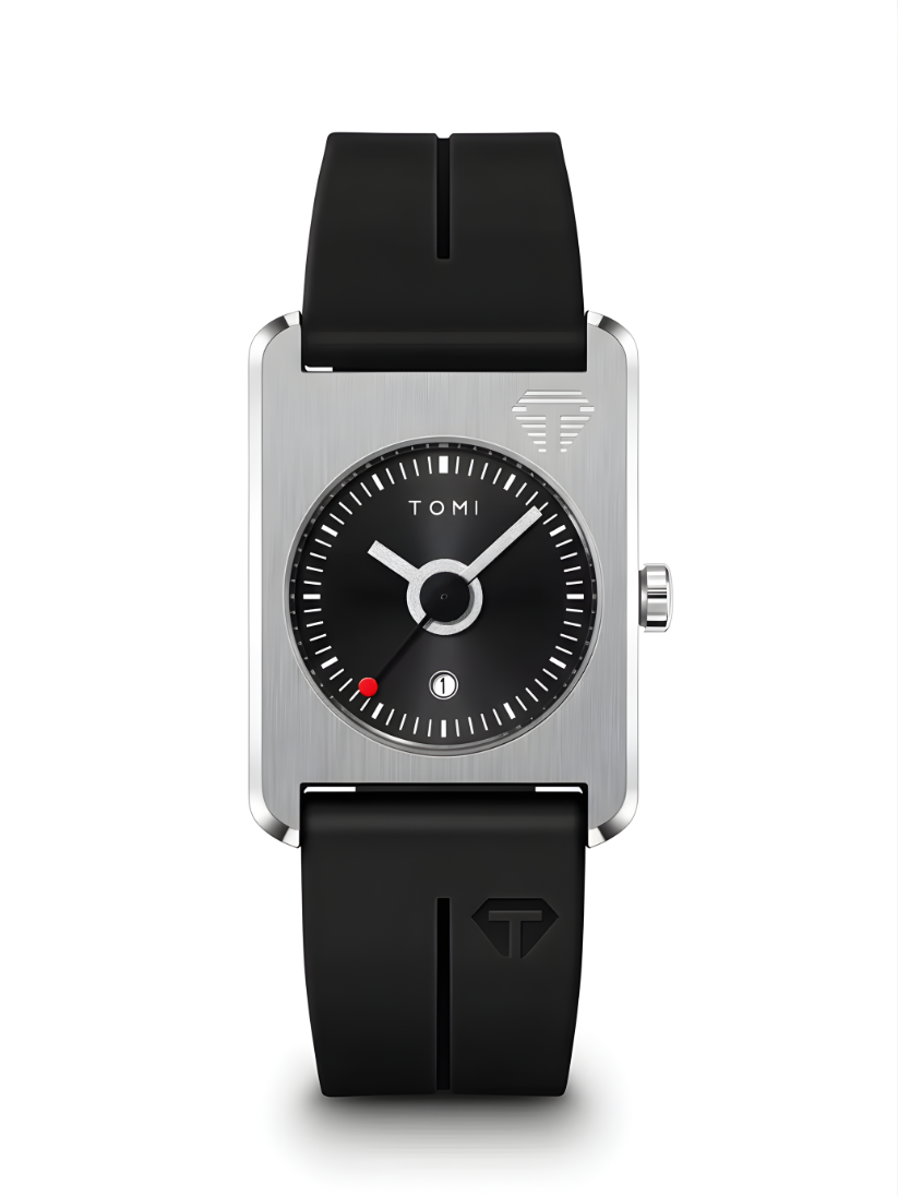TOMI T-022 Tank Dial Watch Black Magnetic Silicone Strap Unisex Quartz Sevensi
