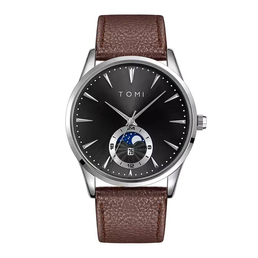 TOMI T-024 Magnetic Strap Luxury Watch Brown Leather Edition Quartz Unisex Sevensi