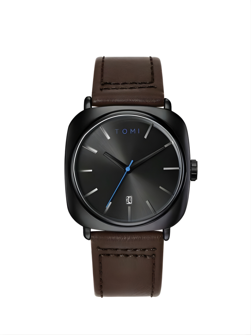 TOMI T-084 Men's Watch Quartz Date Leather Straps Sevensi