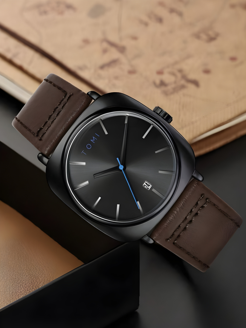 TOMI T-084 Men's Watch Quartz Date Leather Straps Sevensi