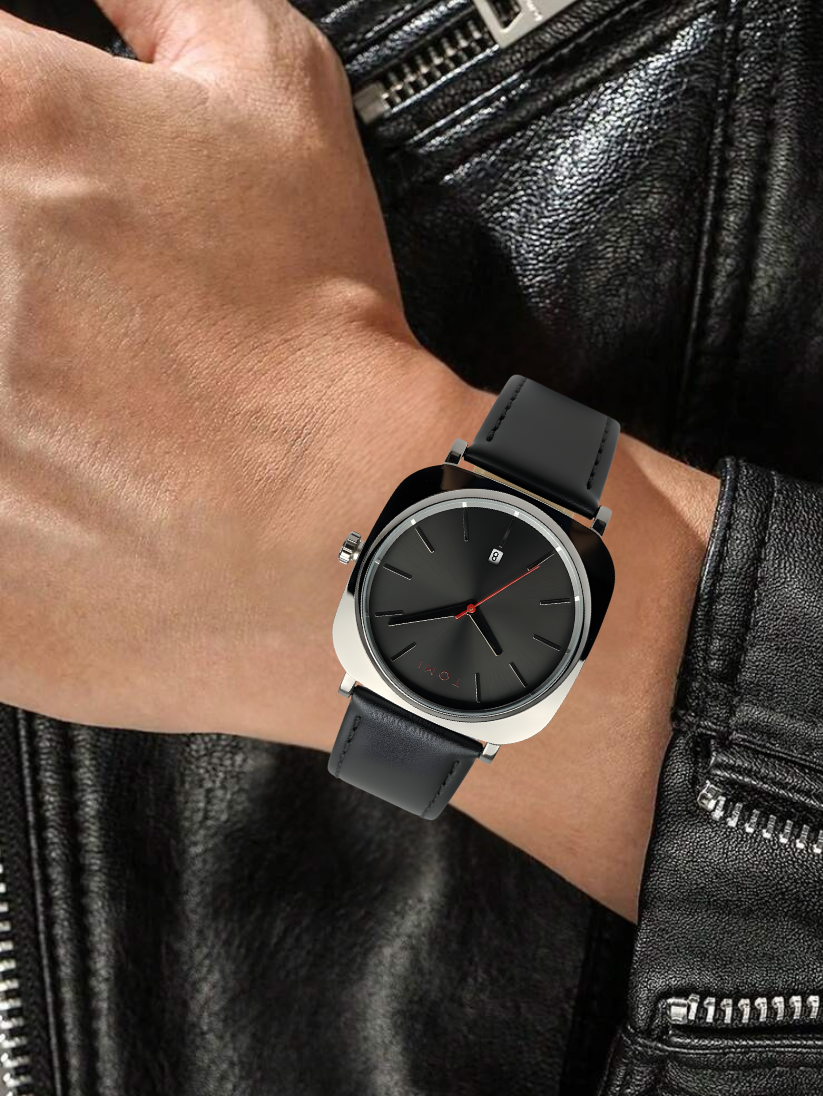 TOMI T-084 Men's Watch Quartz Date Leather Straps Sevensi