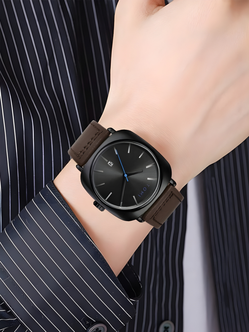 TOMI T-084 Men's Watch Quartz Date Leather Straps Sevensi