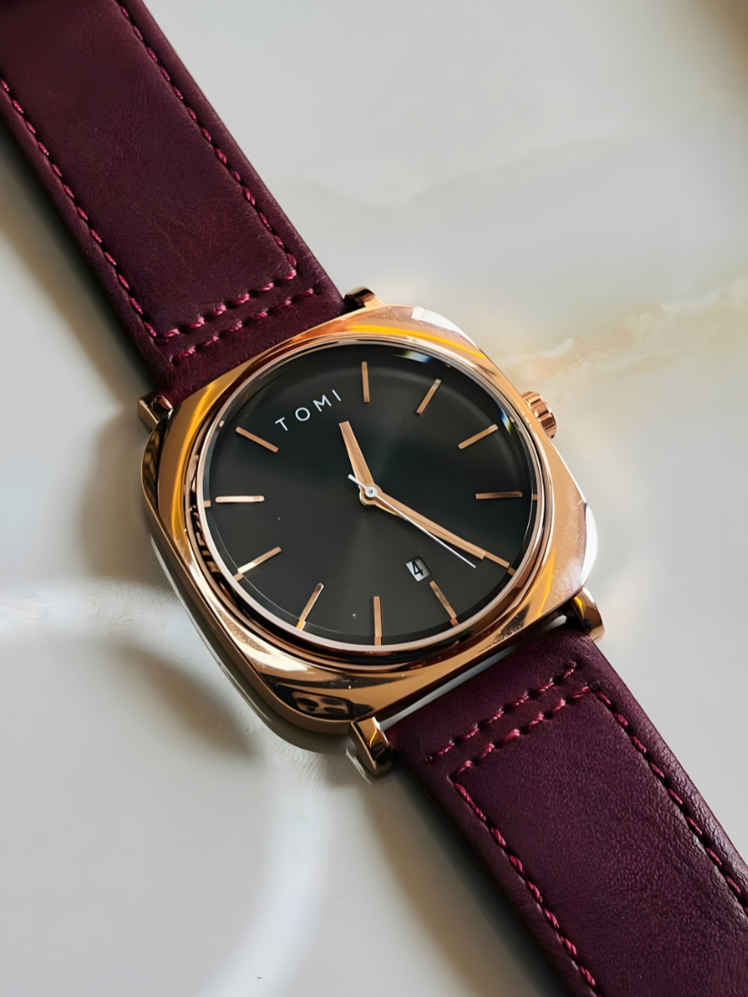 TOMI T-084 Men's Watch Quartz Date Leather Straps Sevensi