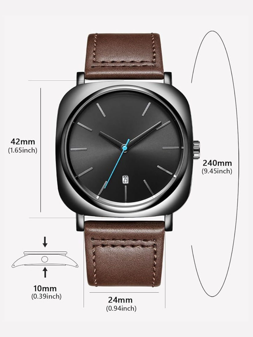 TOMI T-084 Men's Watch Quartz Date Leather Straps Sevensi