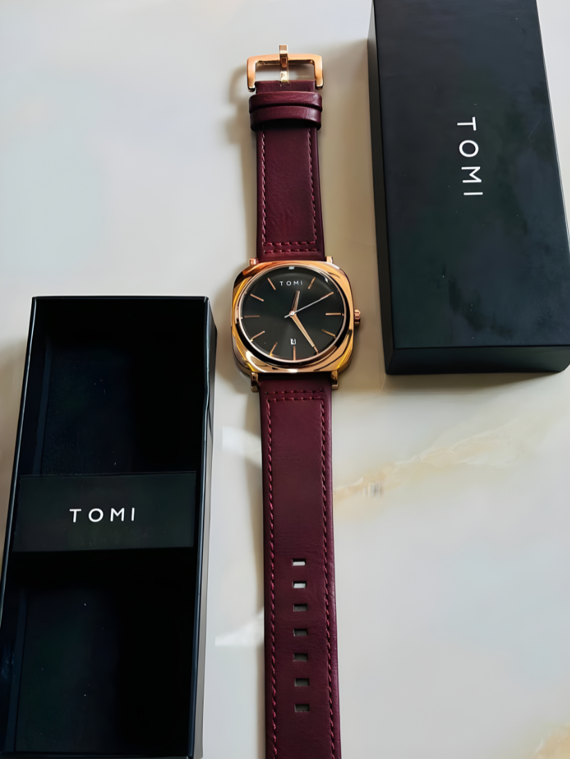 TOMI T-084 Men's Watch Quartz Date Leather Straps Sevensi