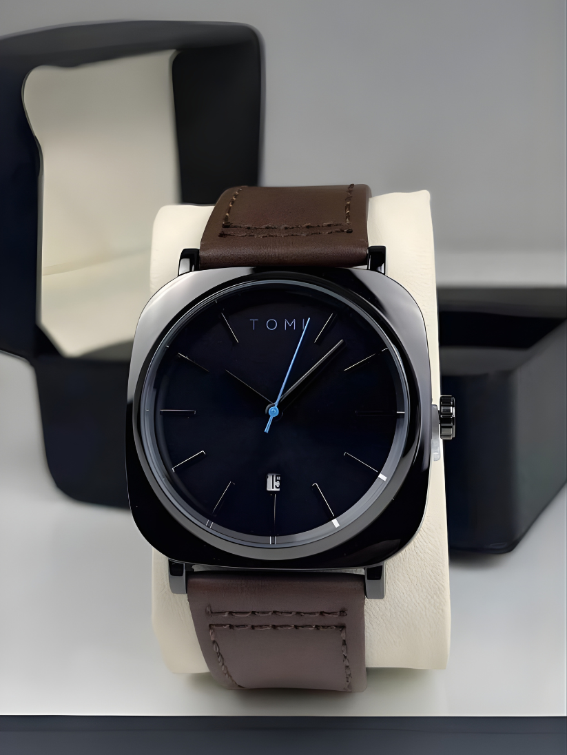 TOMI T-084 Men's Watch Quartz Date Leather Straps Sevensi