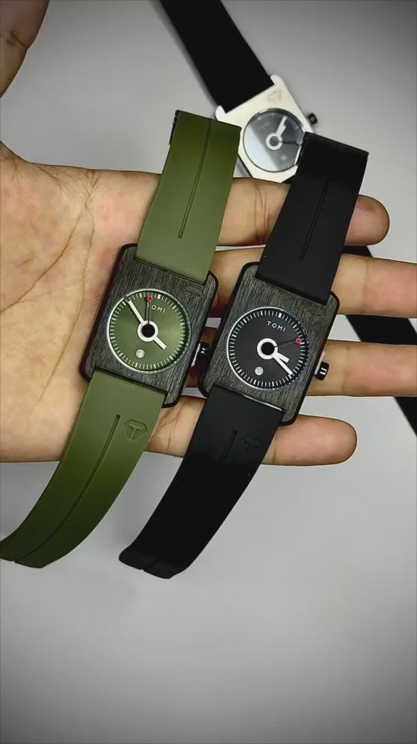 TOMI T-022 Tank Dial Watch Blue Magnetic Silicone Strap Unisex Quartz Sevensi