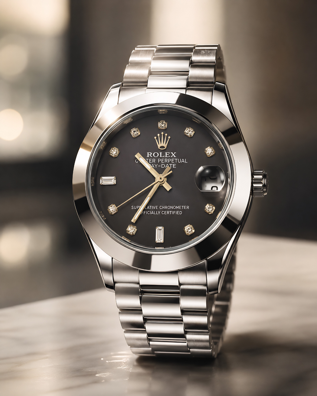 Graphite Imperial Dress Watch Dark Charcoal Dial | Diamond Crystal Markers