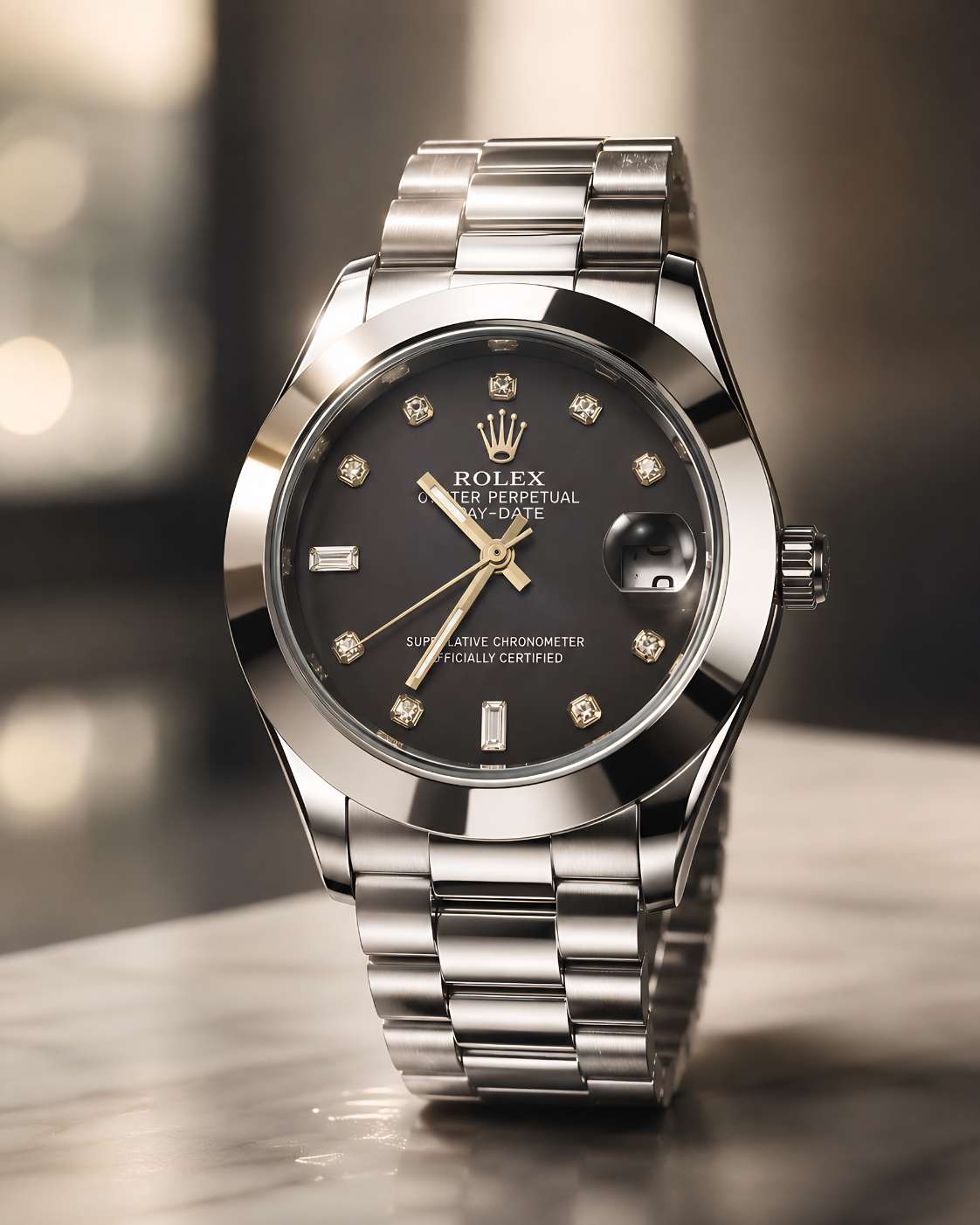Graphite Imperial Dress Watch Dark Charcoal Dial | Diamond Crystal Markers