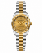 Golden Luxe Ladies Dress Watch Champagne Dial | Gold Fluted Bezel & Two-Tone Presidential Bracelet
