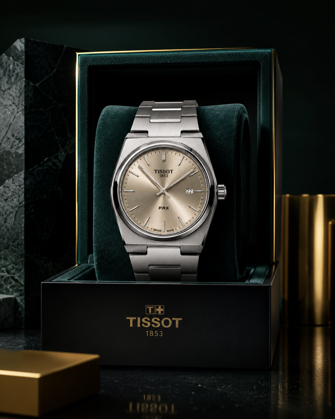 Rose Dusk Integrated Sport Watch Warm Champagne Sunray Dial | H-Link Steel Bracelet
